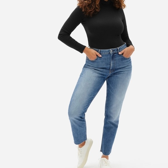 Everlane The Curvy Cheeky Jean Size 35 Women's High Rise Straight Leg Raw Hem - Picture 2 of 16